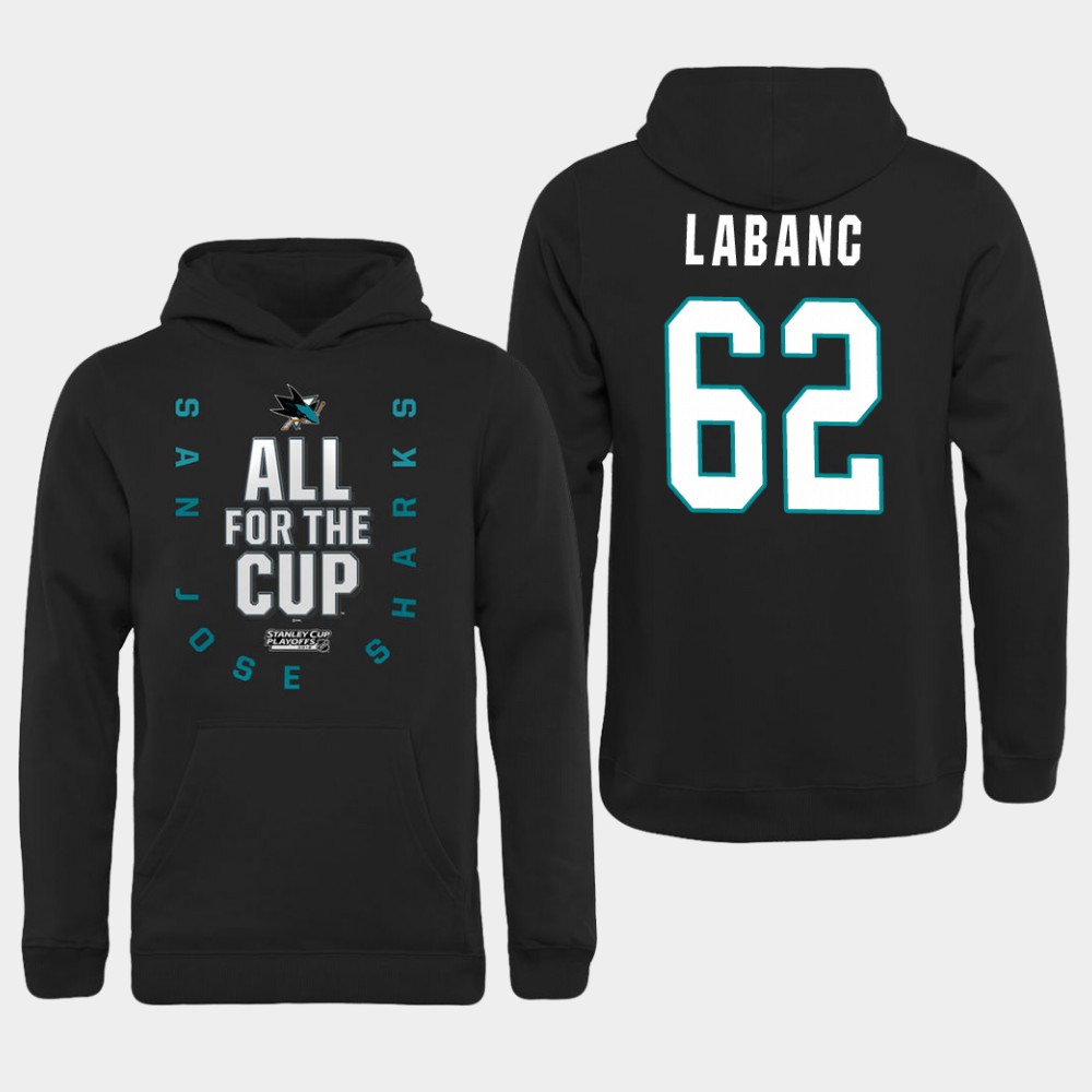 Men NHL Adidas San Jose Sharks 62 Labanc black hoodie